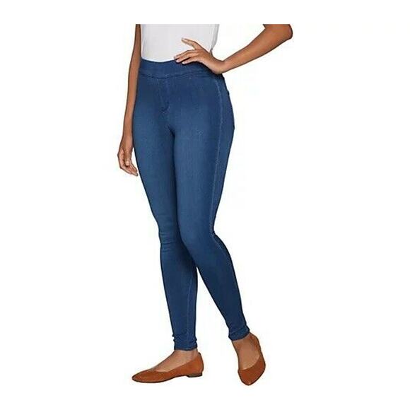 Denim & Co Womens Pull-On Stretch Denim Leggings Small Indigo Blue Jeans NWOT - Picture 1 of 6